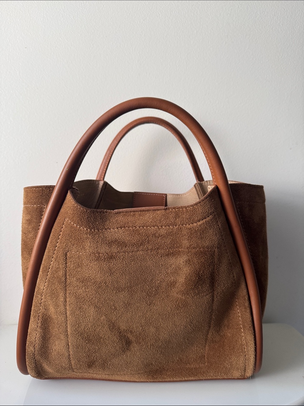 IL DUCA Italian Brown Suede Leather Handbag
